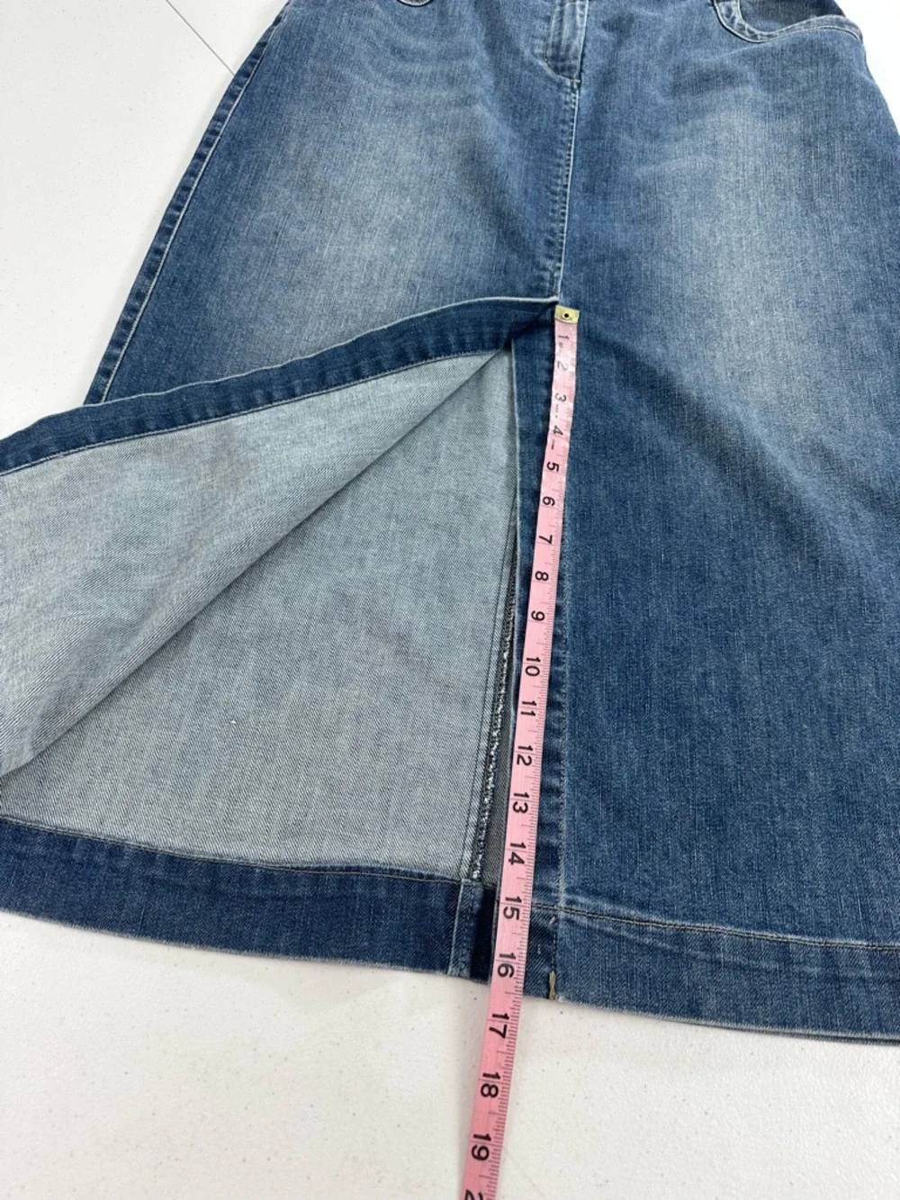 J Jill Denim Midi Skirt Front Slit Stretch Straight Casual Classic Modest 10 - Picture 6 of 14